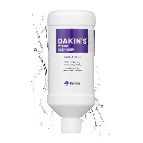 Dakin's Wound Cleanser Antimicrobial Rinse-Free 0.0125% Sodium Hypochlorite Liquid with Irrigation Cap, 16 fl oz
