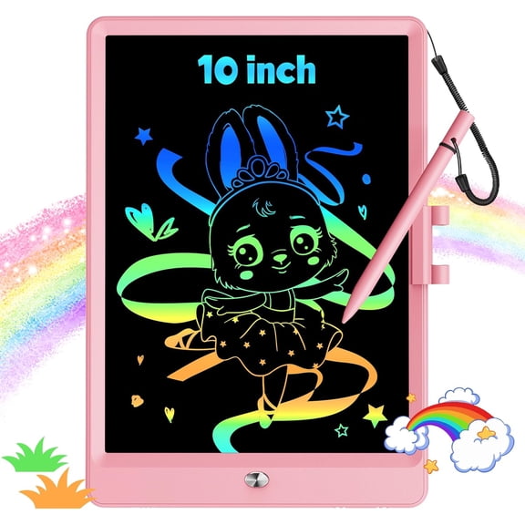 Dakings 10 Inch LCD Writing Tablet with Anti-Lost Stylus, Erasable Doodle Board Colorful Toddler Drawing Pad, Car Travel School Games Toys for 3 4 5 6 7 8 Kids, Birthday Gift for Girls Boys Adults
