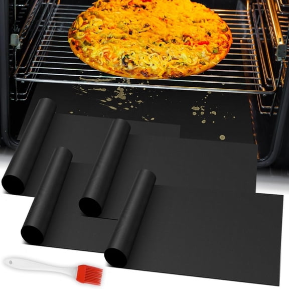 Dakings 4 Pcs Oven Liners for Bottom of Oven, 15.75x13 Inch Non-Stick Thick Teflon Oven Mats for Bottom of Oven, Prevent Gunk Spillovers, Odorles, Reusable Easy to Clean Oven