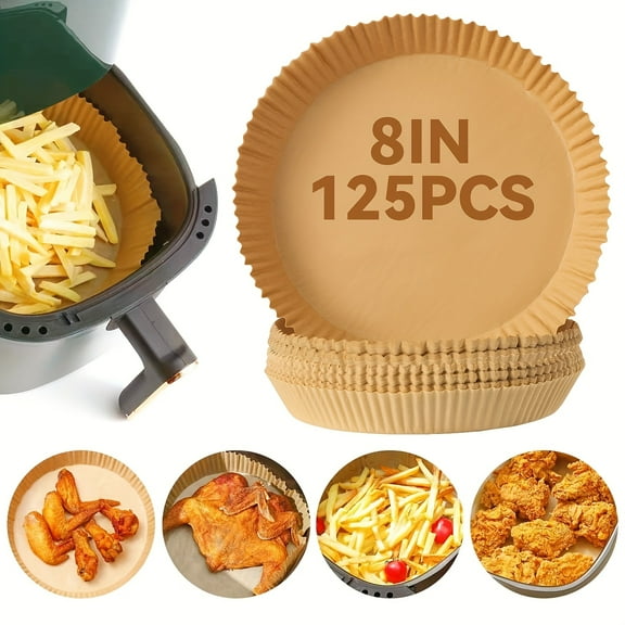 Dakings  Air Fryer Liners Disposable 125-Pack, 8 Inch Round Parchment Paper Liners for 5-8 QT Basket, Unbleached Non-Stick & Non-Leak Air Fryer Basket Liners, Microwave & Oven Safe