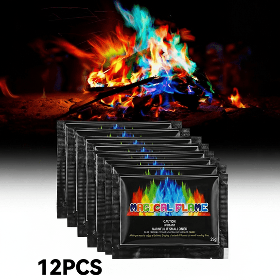 Dakings-Magical Flames Fire Color Changing Packets Fire Pit , Fire Color Packets for Camping Essentials, Campfire, Bonfire & Fireplaces, Campfire Accessories(12PCS）