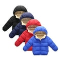 thumbnail image 1 of Dakiuu 1-6T Baby Boys Girls Winter Fleece Lined Jackets with Hooded Toddler Kids Cotton Thicken Warm Down Outerwear Coat Thermal Outer Clothing Navy 5-6 Years (130), 1 of 6
