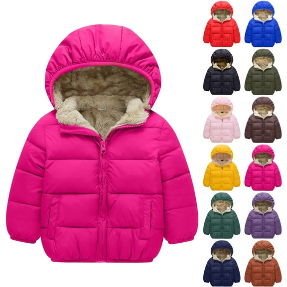 Dakiuu 18 Months - 8 Years Boys Girls Winter Puffers Coat with Fleece Lined Heavyweight Hooded Outwear Jacket Toddler Kids Warm Zip up Snow Outerwear Cold Weather Yellow 5-6 Years (120)