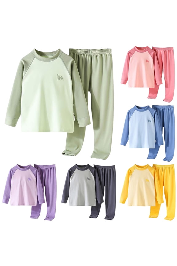 18M - 17Y Boys Girls 2 Pcs Pajamas Set Winter Fall Warm Half-Turtleneck Color Block Long Sleeve Sleepwear Pj Cartoon Shirt Pant Outfits Clothing Set for Baby Toddler Kids Grey 14-15 Years