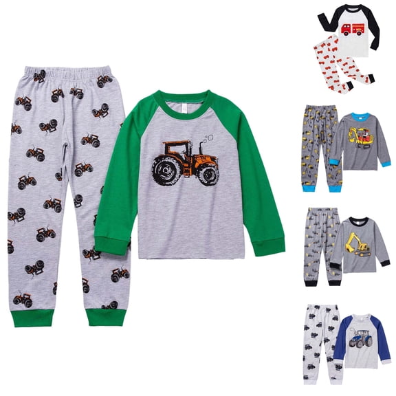 Dakiuu 2 Pieces Boys Pajamas Toddler Long Sleeve Cotton Pj Kids Sleepwear Sets 24months-7years Blue 6-7 Years (7Y)
