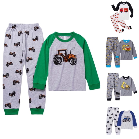 Dakiuu 2 Pieces Boys Pajamas Toddler Long Sleeve Cotton Pj Kids Sleepwear Sets 24months-7years Red 5-6 Years (6Y)