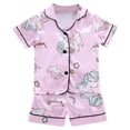 thumbnail image 1 of Dakiuu 2 Pieces Satin Pajamas Sleepwear Set for Baby Boys Girls Cute Rabbit Button Down Tops and Shorts Jammies Ice Silk Pj Loungewear Toddler Kids, 1 of 7