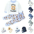 thumbnail image 1 of Dakiuu 3M-6Y Baby Pajamas Set Boys Fall Winter Cute Cartoon Long Sleeve 2 Pieces Sleepwear Spring Toddler Kids Pj Outfits Navy 3-6 Months (73), 1 of 5