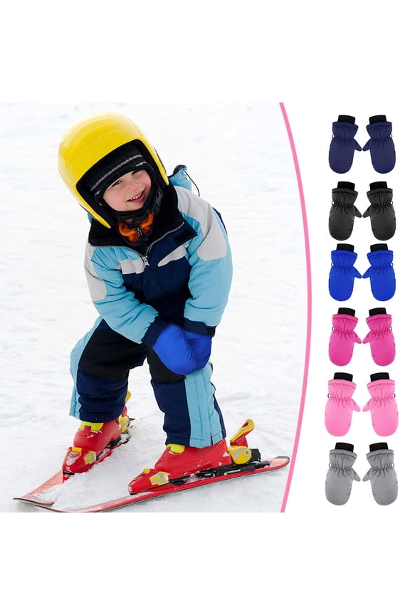 3T - 9T Toddler Kids Winter Snow Mittens With Fleece Lined Cold Weather Unisex Waterproof Warm Ski Gloves For Boys Girls Navy
