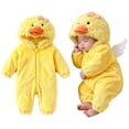 thumbnail image 1 of Dakiuu Baby Boys Girls Duck Costume Hooded Footed Romper With Wings And Character Hood, 1 of 6