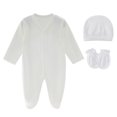 thumbnail image 1 of Dakiuu Baby Cotton Footed Sleeper 3 Piece Layette Set with Hat and Scratch Mittens 0 to 6 Months, 1 of 6