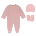 thumbnail image 1 of Dakiuu Baby Cotton Footed Sleeper 3 Piece Layette Set with Hat and Scratch Mittens 0 to 6 Months, 1 of 7
