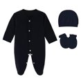 thumbnail image 1 of Dakiuu Baby Cotton Footed Sleeper 3 Piece Layette Set with Hat and Scratch Mittens 0 to 6 Months, 1 of 6