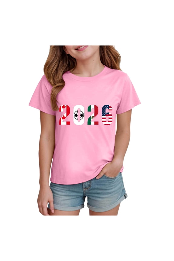 Boy Girl Soccer C 2026 Number Shirt Toddler Kids USA Football Season T Shirt Tween Youth Funny Flag Graphic Short Sleeve Tee Tops 1-14 Years