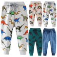 thumbnail image 1 of Dakiuu Boys Cartoon Dinosaur Print Cuffed Jogger Sweatpants Little Toddler Kids Drawstring Elastic Waist Jogging Pants Soft Casual Daily Outdoor Bottoms, 1 of 4