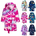 thumbnail image 1 of Dakiuu Boys Girls Bathrobes Todder Boys' Girl'S Fleece Hooded Flannel Robe Childrens Plush Soft Pajamas Sleepwear for Kids with Pockets 2-12 Years, 1 of 7