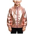 thumbnail image 1 of Dakiuu Boys Girls Bomber Jacket Stand Collar Zip Front Long Sleeve, 1 of 7