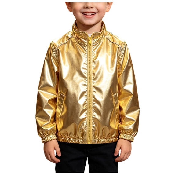 Dakiuu Boys Girls Bomber Jacket Stand Collar Zip Front Long Sleeve