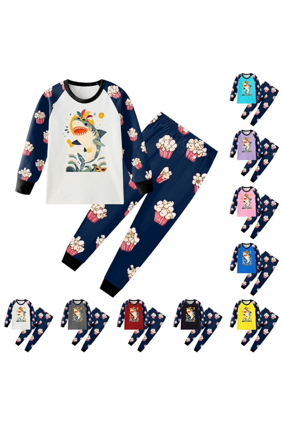 Boys Girls Carnival Pajamas Set Toddler Kids 2 Pcs Long Sleeve T Shirt and Pants Pj Sleepwear Outfits B-Purple 2-3 Years (2Y)