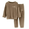 thumbnail image 1 of Dakiuu Boys Girls Fuzzy Pajama Set 2 Pieces Soft Plush Fleece Pullover Pj Loungewear Winter Warm Long Sleeve Top and Bottoms Sleepwear for Kids 2-12 Years Coffee, 1 of 2