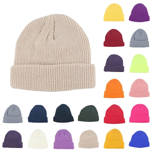 Dakiuu Boys Girls Kids' Knit Beenie Watch Hat Soft Unisex Toddler Winter Knit Ribbed Beaniee Warm Children Cuffed Caps