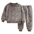 thumbnail image 1 of Dakiuu Boys Girls Winter Warm Flannel Pajama Set Toddler Kids Themal Plush Fuzzy Fleece Cute Bear Pullover Tops and Pants Sleepwear Loungewear Youth Clothes Size 2-9 Years, 1 of 4