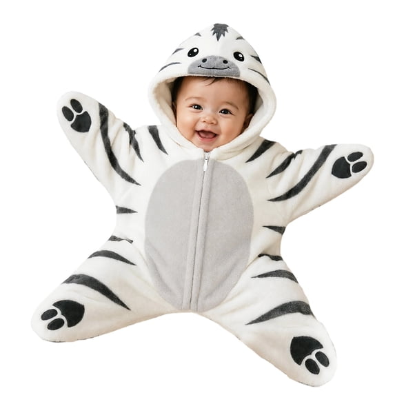 Dakiuu Cartoon Animal Character Star Shape Baby Newborn Swaddle Sack Zipper Wearable Sleep Blanket for Infant Boys Girls Photo Prop 0‑3 Months