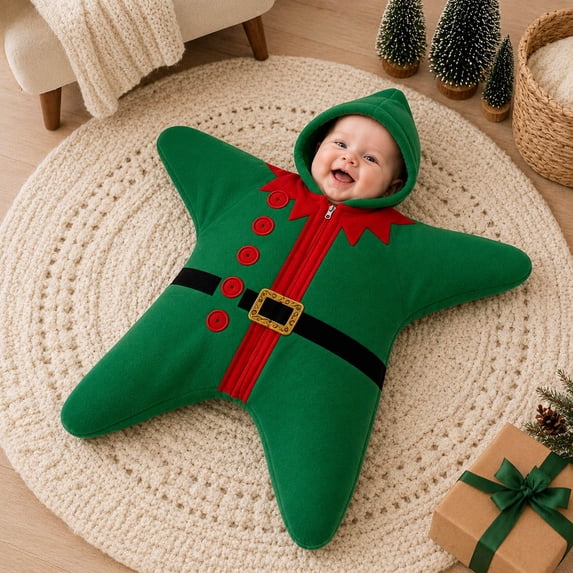 Dakiuu Christmas Star Shape Infant Baby Swaddle Sack Zipper Wearable Sleep Blanket For Newborn Boys Girls 0‑3 Months One Size