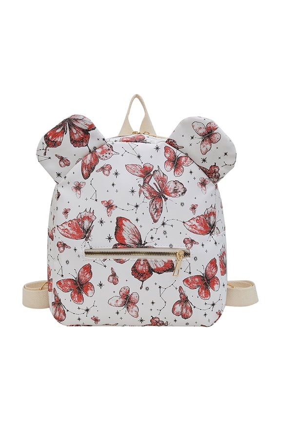 Cute Mini Backpack for Women Butterfly Bear Ear Shaped Fashion Shoulder Rucksack Purse Bag Small Travel Daypack with Front Pocket
