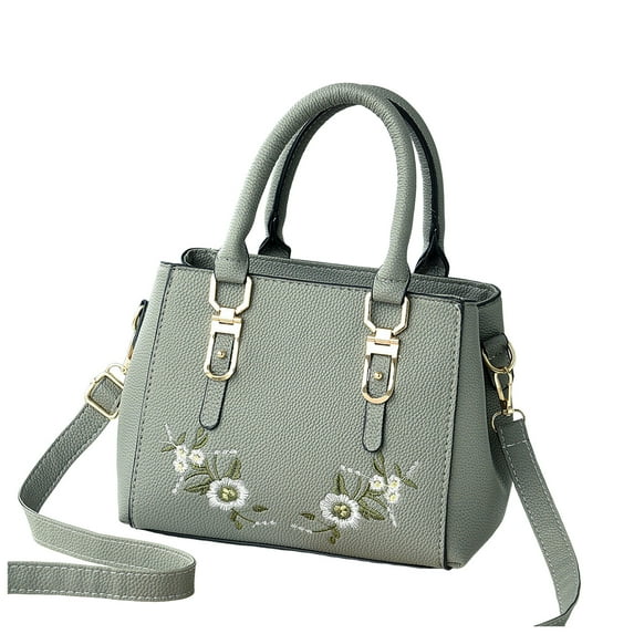 Dakiuu Floral Embroidered Crossbody Purses and Handbags for Women Vintage Small PU Leather Tote Retro Top Handle Satchel Shoulder Bags with Detachable Straps