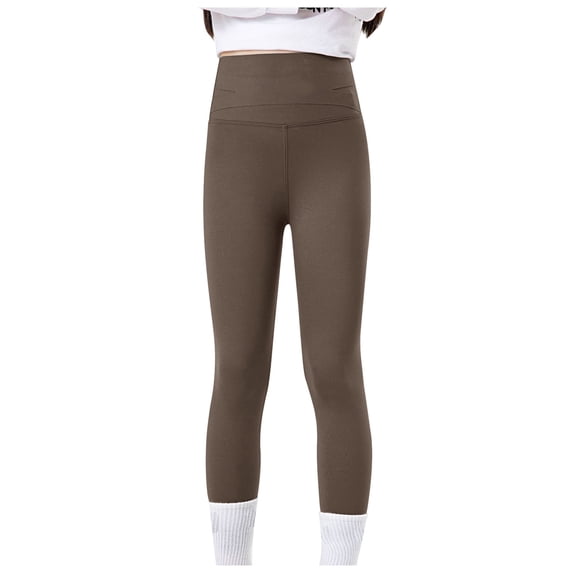 Dakiuu Girls Athletic Leggings Stretchy Ankle Length High Waisted Yoga Pants for Kids Teen Long Full Footless Dance Gym Running Workout Under Dress