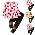 thumbnail image 1 of Dakiuu Girls Pants Set 2026 Spring Ruffle Long Sleeve Dress Tshirts with Heart Leggings 2 Pcs Winter Fall Outfit Clothes for 4T - 8T Kids, 1 of 9