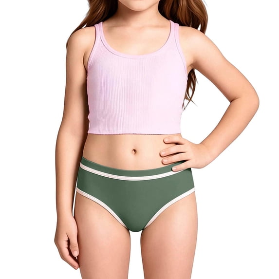 Dakiuu Girls Swim Bikini Bottoms Color Block Quick-Dry Rash Guard Swimsuit Girls' Low Rise Swimming Brief Suit for Beach Pool
