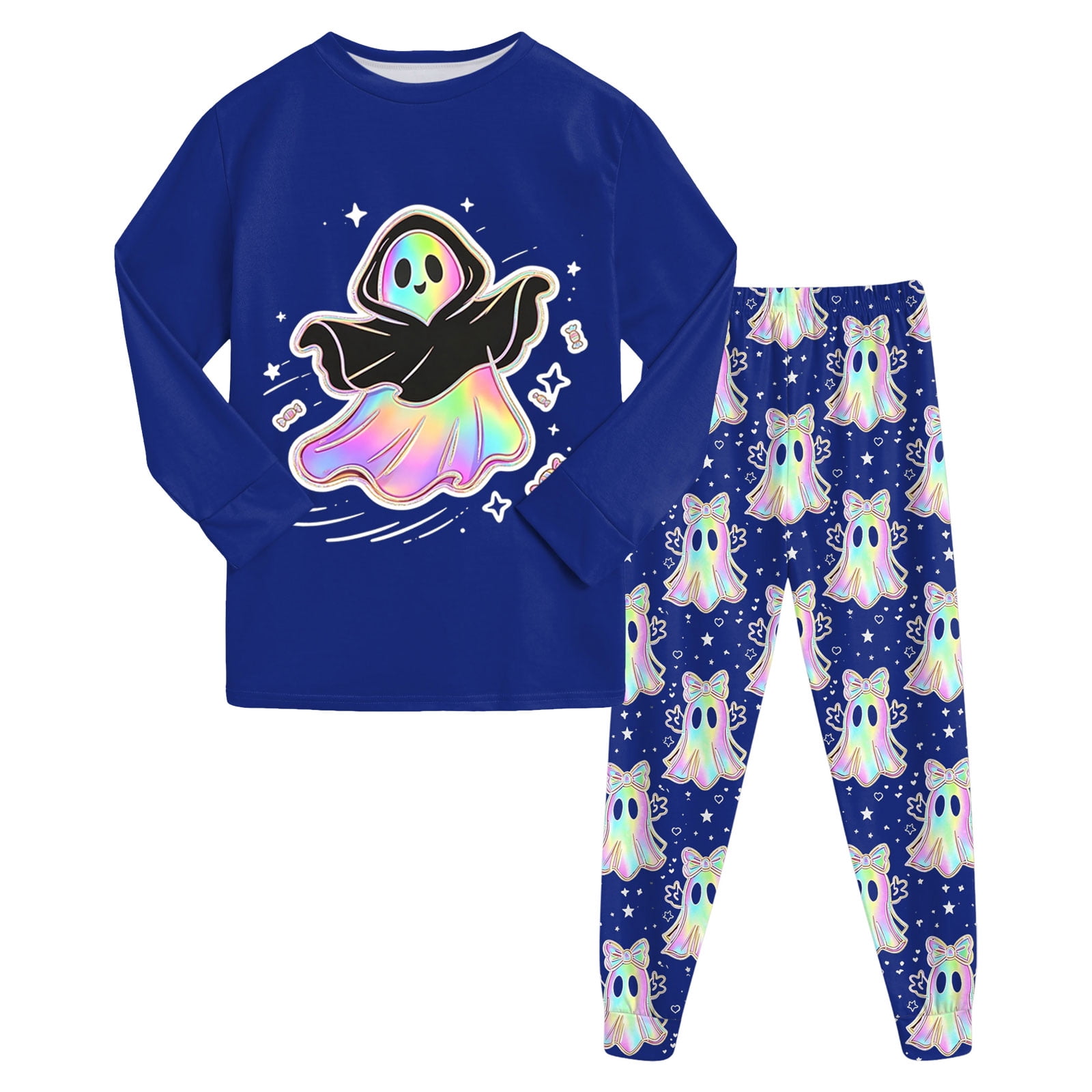 Dakiuu Halloween Two Piece Pajamas for Girls with Hooded Ghost With ...