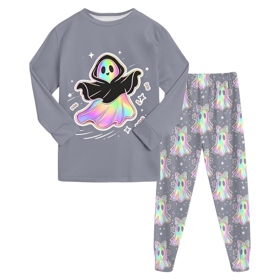 Dakiuu Halloween Two Piece Pajamas for Girls with Hooded Ghost With ...