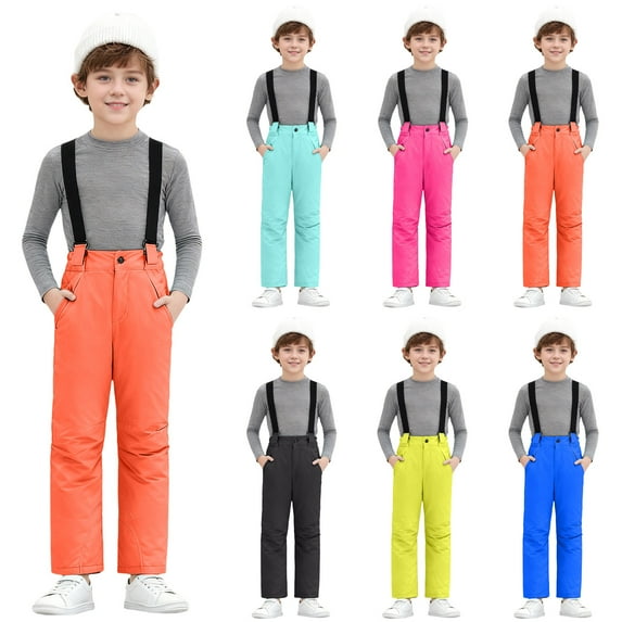 Dakiuu Kid's Snow Bib Pants Winter Waterproof Windproof Ski Trousers Insulated Snowboard Overalls with Detachable Straps for Boys Girls Hot Pink 10-12 Years (150)