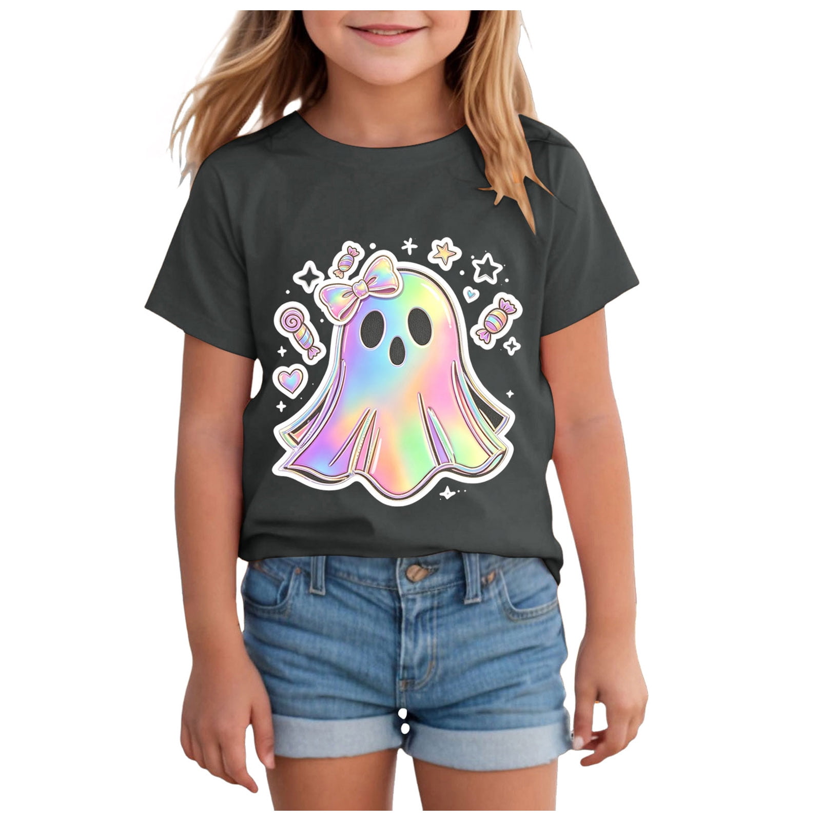 Dakiuu Kids Boys Girls Halloween Ghost Party Icons Short Sleeve ...