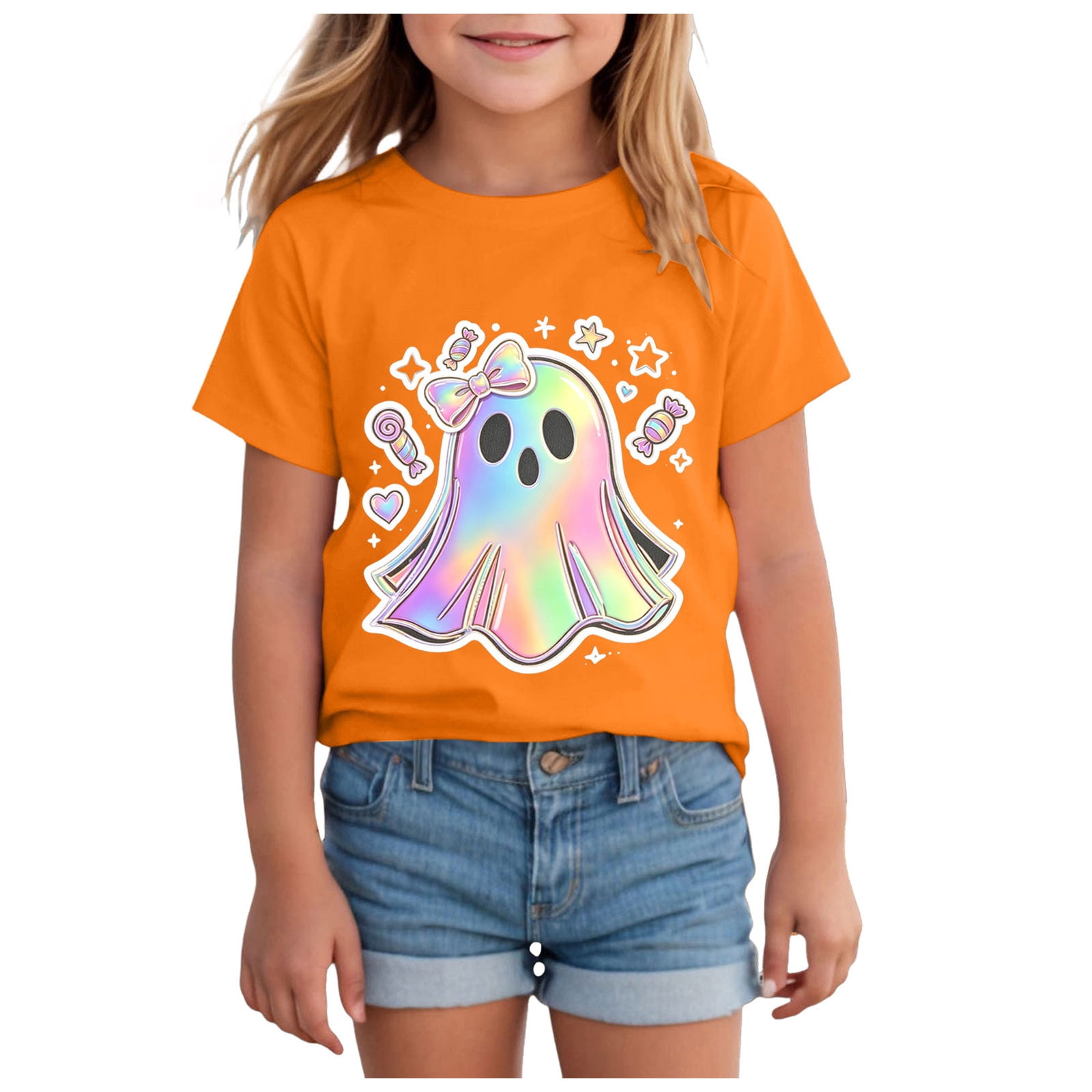 Dakiuu Kids Boys Girls Halloween Ghost Party Icons Short Sleeve ...