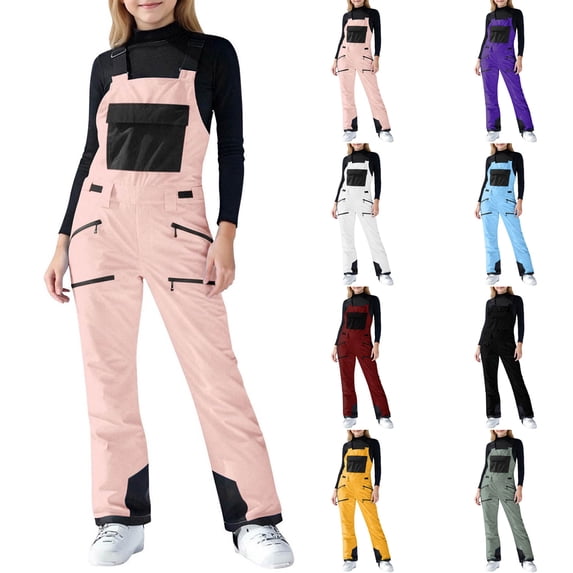 Dakiuu Kids Snow Bibs Girls Boys Insulated Waterproof Ski Pants Snow Suit Warm Outdoor Activewear Snowboard Overalls Snowsuit with Pockets Purple 8-9 Years (140)