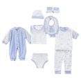 thumbnail image 1 of Dakiuu Newborn Baby Boy Girl Clothes Unisex Preemie Infant Layette Set 8 Pcs Summer Outfit Clothing Set with Romper Top Pants Bib Hat for 0-3 Months, 1 of 6