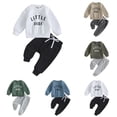 thumbnail image 1 of Dakiuu Toddler Baby Boys Sweatshirt Outfits Letter Print Little_dude Long Sleeve Shirt Jogger Pants Fall Winter 2 Pieces Clothes Sweatsuit Set Blue 3-6 Months (70), 1 of 6