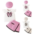thumbnail image 1 of Dakiuu Toddler Baby Girls Skirts Outfit 2026 Summer Bowknot Ribbed Ruffle Short Sleeve Tops Plaid Tweeds Pattern Skirt Beret Winter Spring Clothes A-Hot Pink 3-4 Years (4Y), 1 of 9