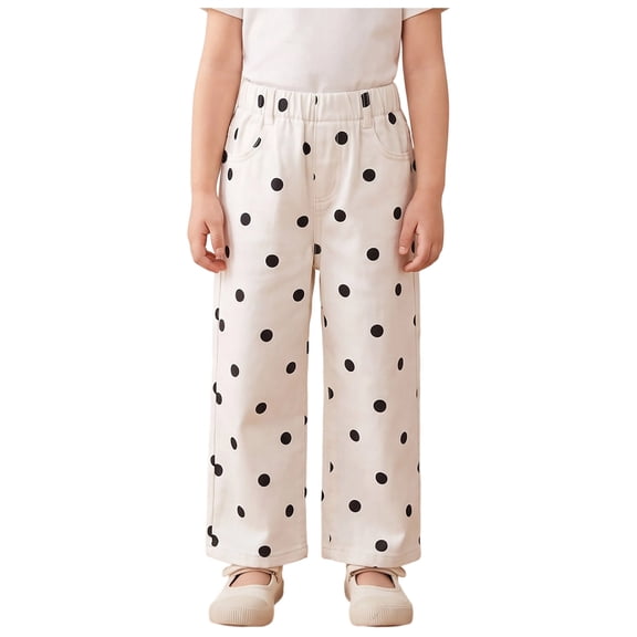 Dakiuu Toddler Girls Polka Dot Wide Leg Pull On Pants Casual Playwear