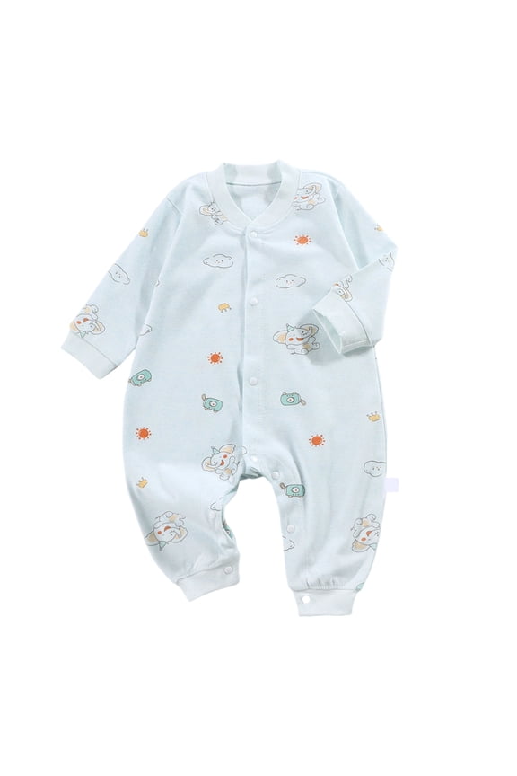 Unisex Newborn Boys' Girls' Long Sleeve Snap up Cotton Romper Infant Fall Winter Clothes Baby Snug Fit Jumpsuit Sleeper Pajamas for Toddlers