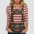 thumbnail image 1 of Dakiuu Womens 3/4 Sleeve Plaid Double Breasted Faux Suspender Top Relaxed Oktoberfest Bavarian Fair Blouse Casual Shirt for Beer Fest Weekend Gathering Outfit, 1 of 2