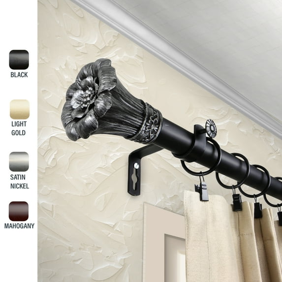 Dakota 1" dia. Curtain Rod 28-48 inches - Black