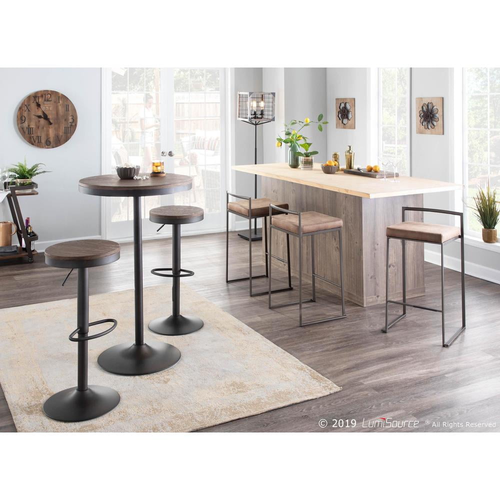 Dakota 3-Piece Black and Brown Industrial Pub Set