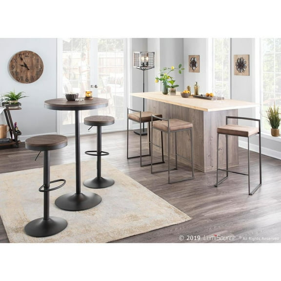 Dakota 3-Piece Industrial-Farmhouse Pub/Dining Set in Antique by LumiSource
