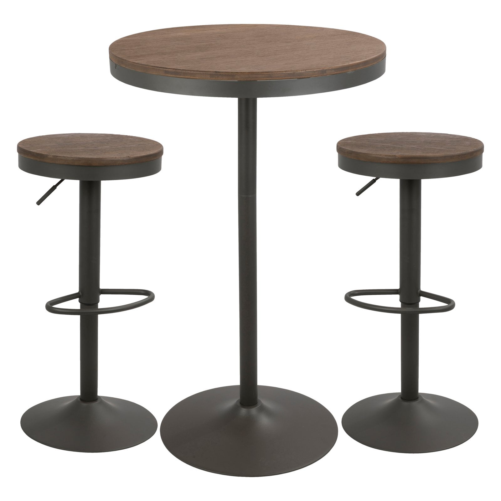 Dakota 3-Piece Medium Wood and Black Industrial Pub Set