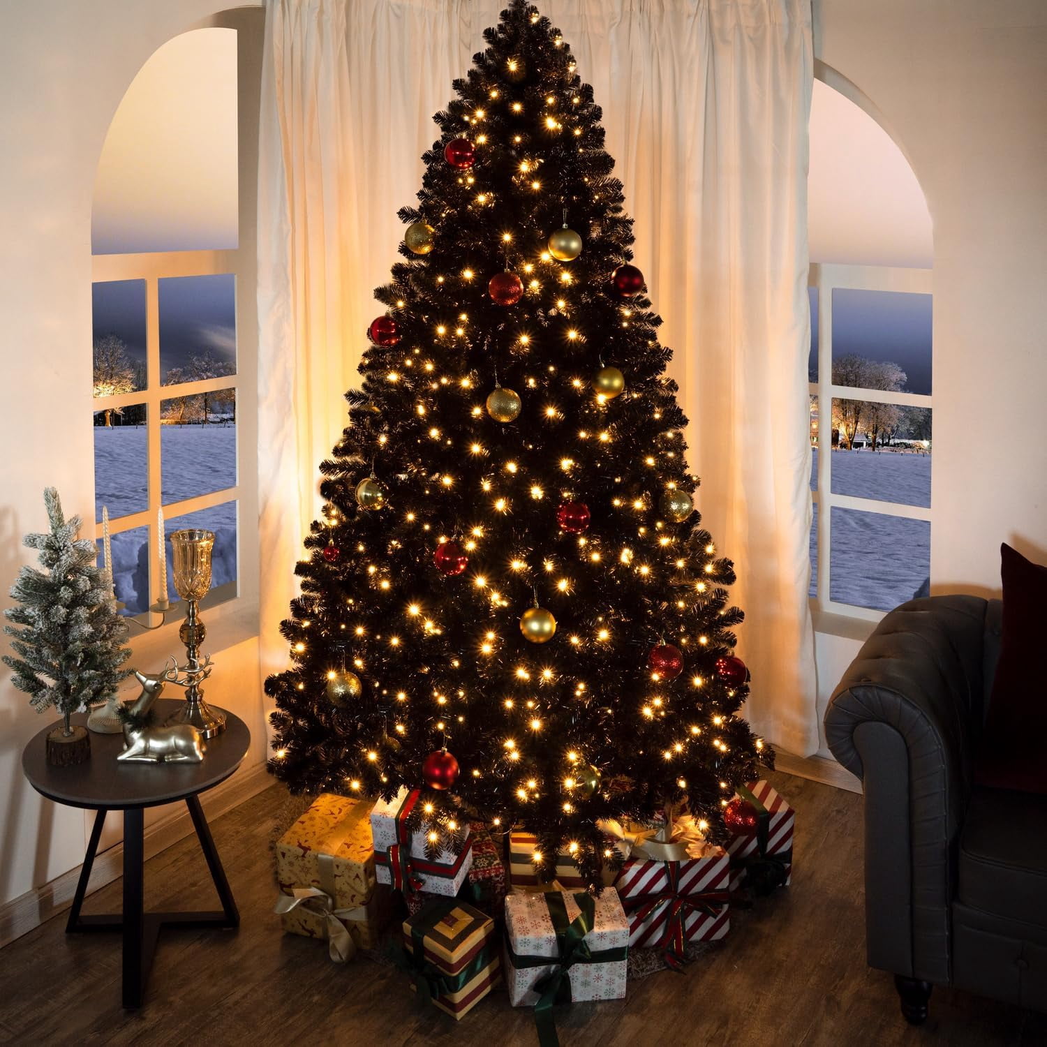 Naomi Home 7.5ft Dakota Black Prelit Christmas Tree with 1412